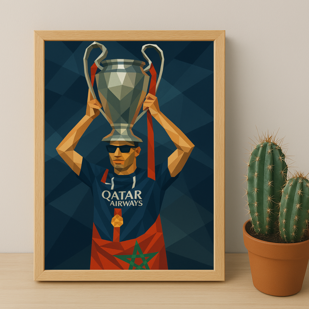 Cadre photo PSG illustration Achraf Hakimi