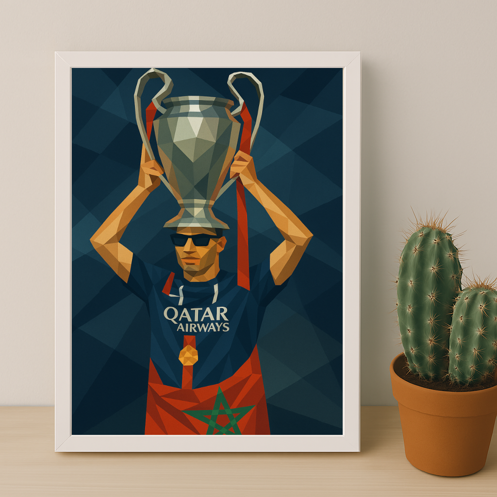 Cadre photo PSG illustration Achraf Hakimi