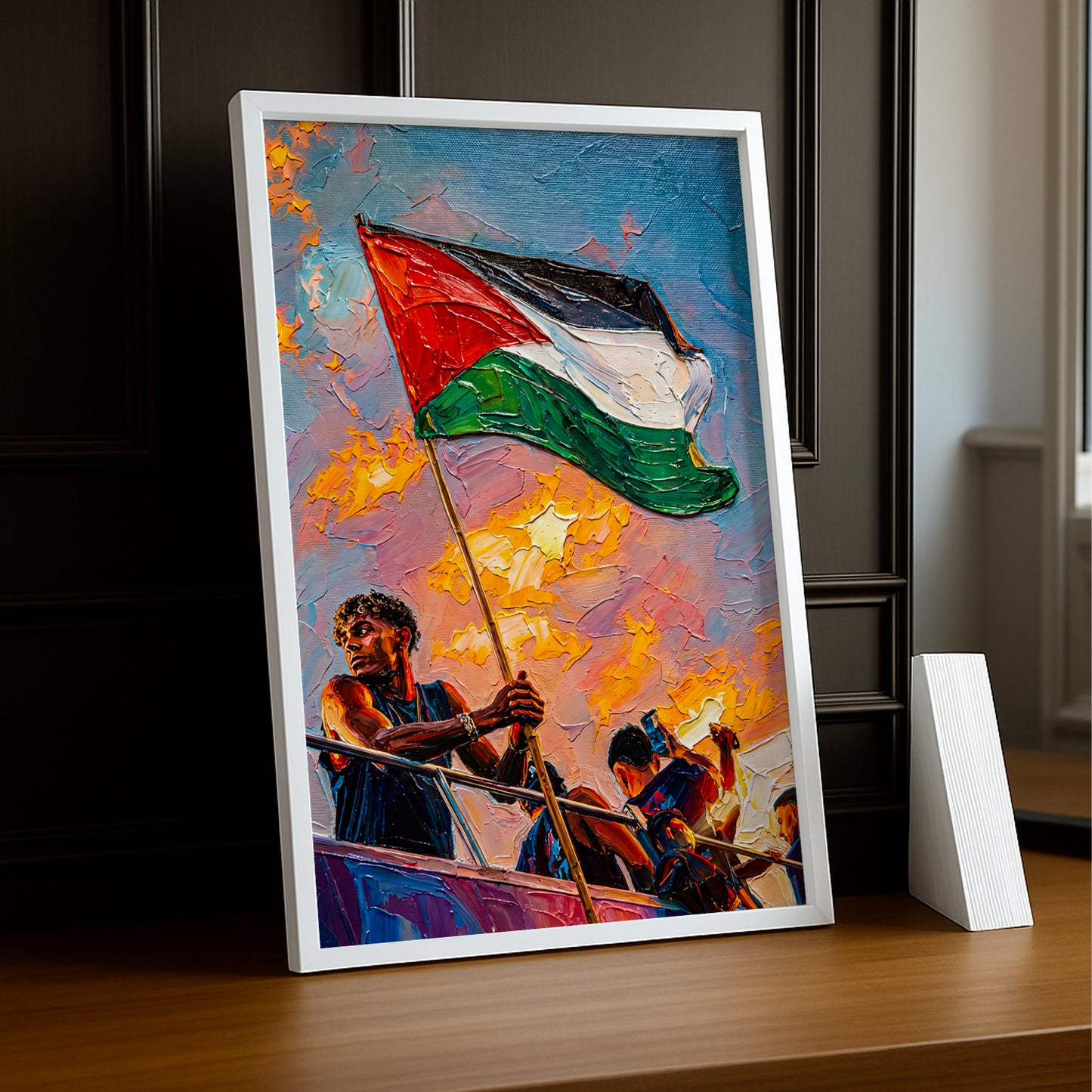 Cadre Photo Lamine Yamal Drapeau Palestine – Tableau Style Peinture TonCadre