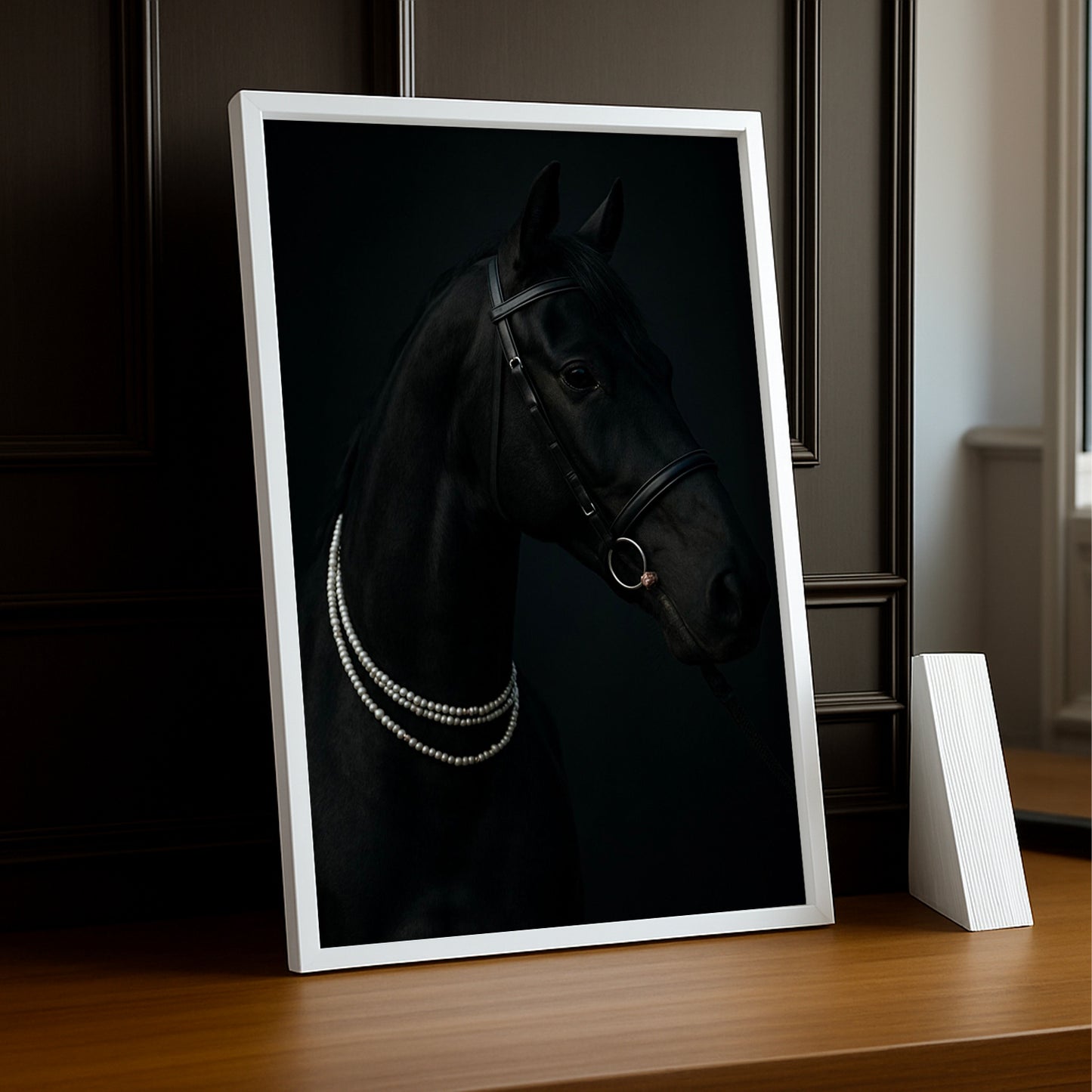 Cadre photo Équitation - Cheval Noir Perles