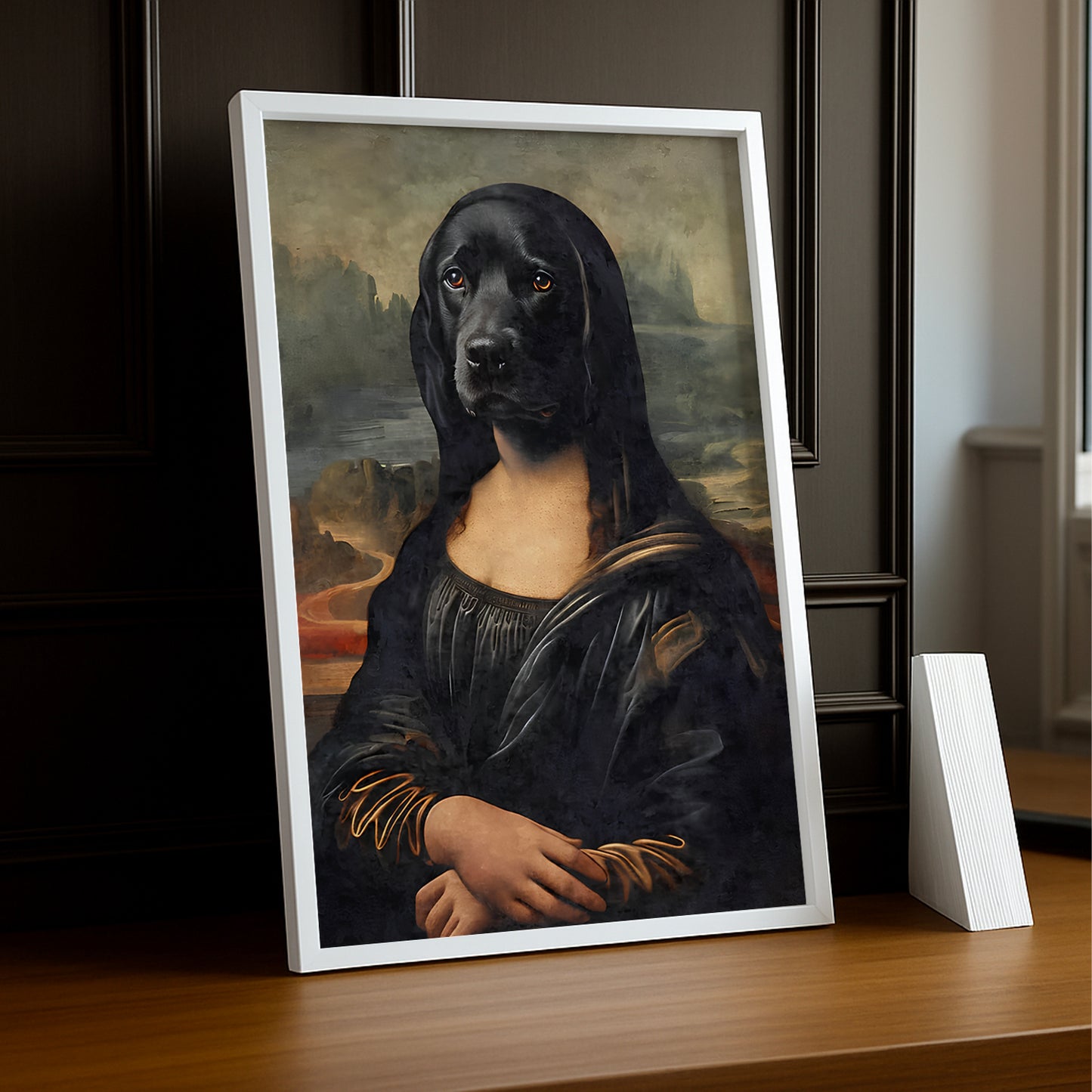 Marco de fotos Mona Lisa La Gioconda perro negro
