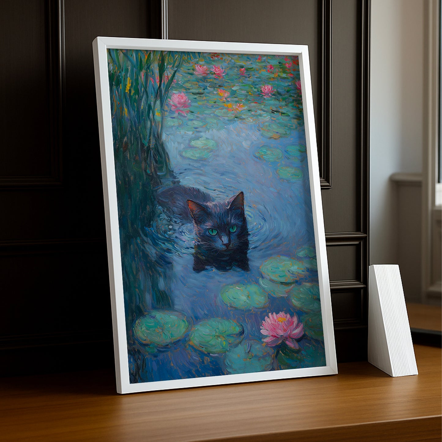Cadre Photo Chat - Illustration d'un chat gris