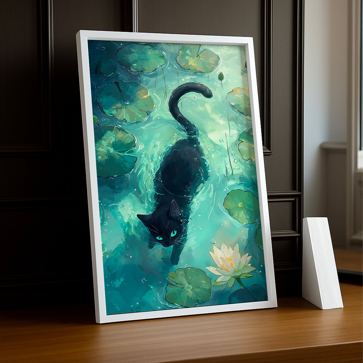 Cadre Photo Chat - Chat dans un lac
