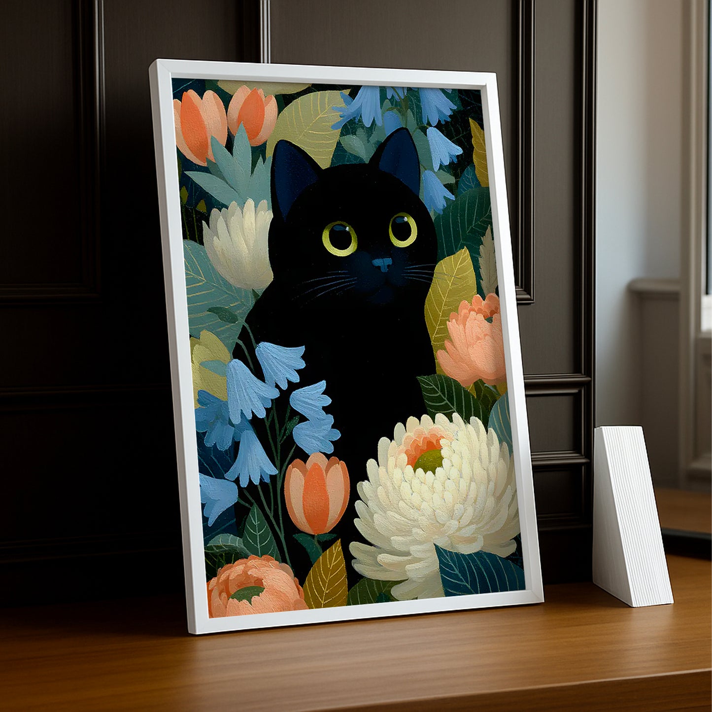 Cadre Photo Chat - Illustration d'un chat noir