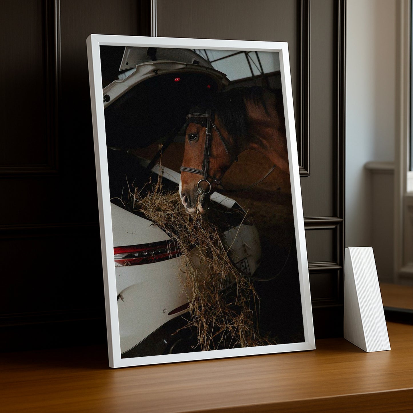 Cadre photo Équitation - Porsche Blanche