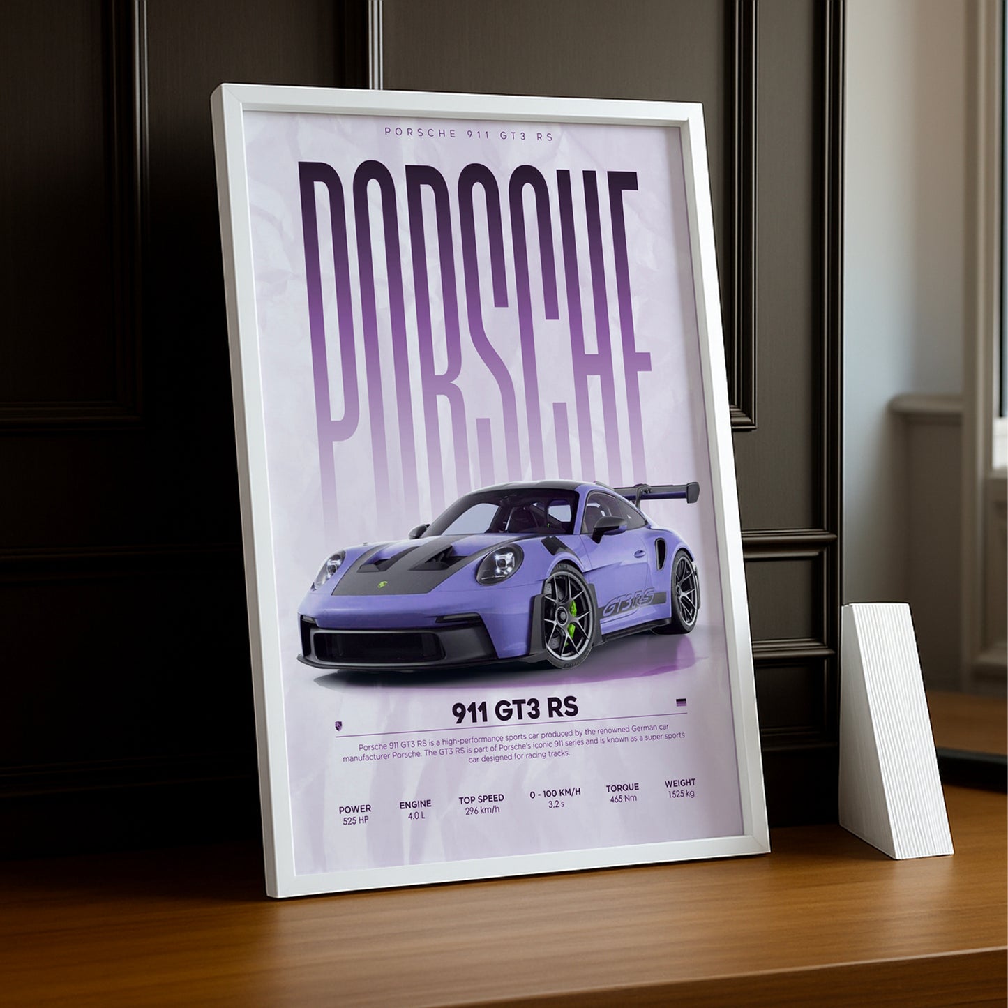 Cadre photo Porsche GT3 RS 911 violet