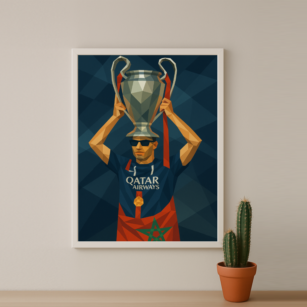 Cadre photo PSG illustration Achraf Hakimi