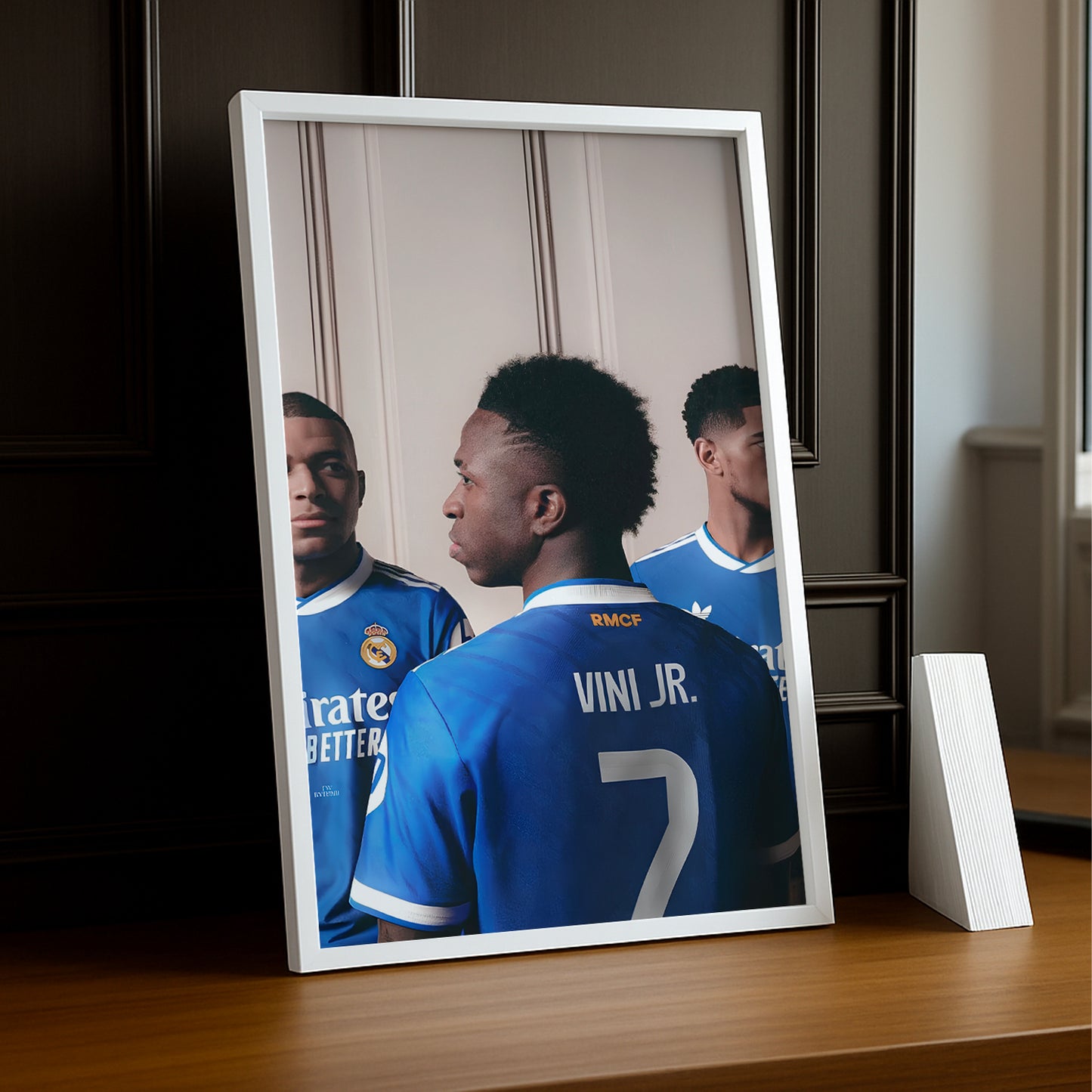 Poster encadrée Real Madrid - Vinicius, Bellingham, Mbappé Trio