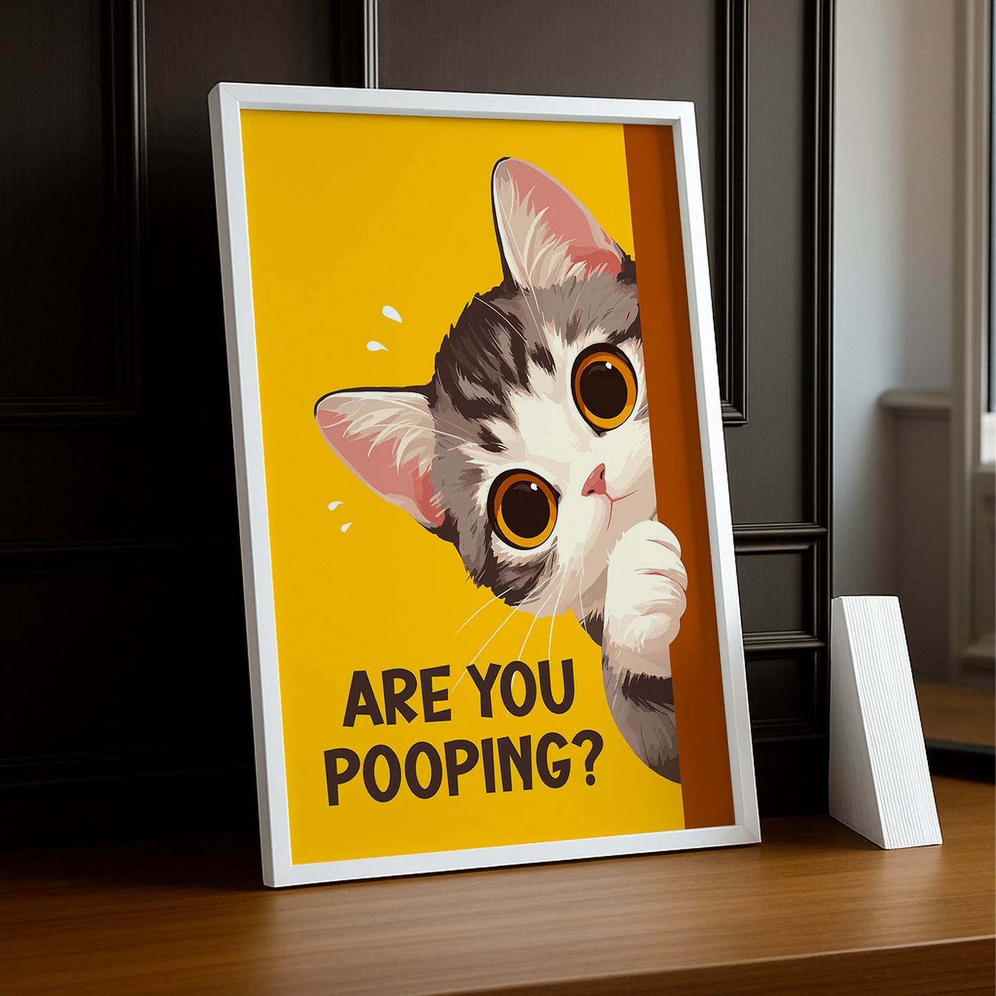 Cadre photo Chat mignon Are You Pooping ?