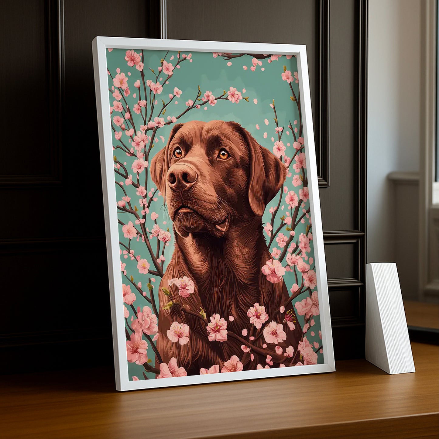 Cadre Photo Chien - Arbre rose