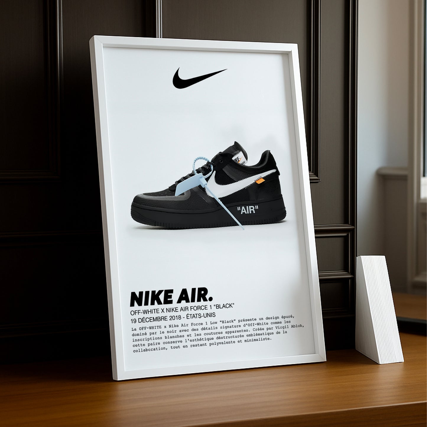 Off-White x Nike Air Force 1 Schwarzer Fotorahmen