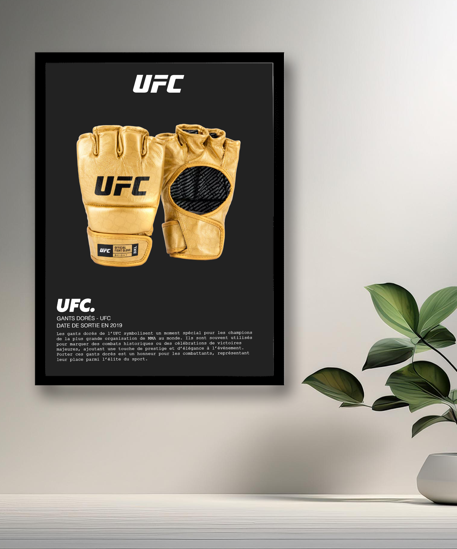 Cadre photo Gants dorés UFC