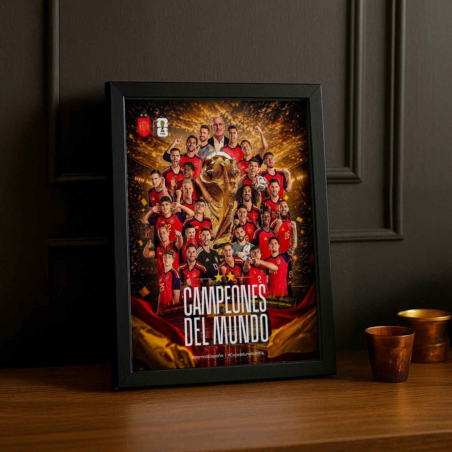 Cadre Photo Espagne Campeones del Mundo – Poster Équipe Complète TonCadre