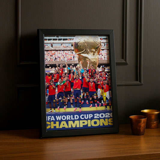 Cadre Photo Espagne Championne du Monde 2026 – Célébration Trophée TonCadre