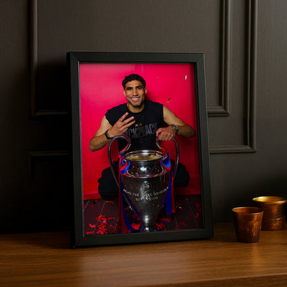 Cadre Photo Hakimi – Back 2 Back Trophée Champions League 2026 Fond Rose | PSG TonCadre
