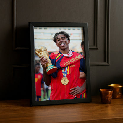 Cadre Photo Lamine Yamal Campeones – Trophée & Médaille Espagne TonCadre
