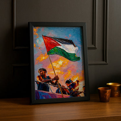 Cadre Photo Lamine Yamal Drapeau Palestine – Tableau Style Peinture TonCadre