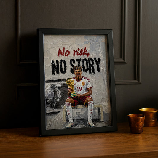 Cadre Photo Lamine Yamal – "No Risk, No Story" Espagne Champion Coupe du Monde 2026 TonCadre
