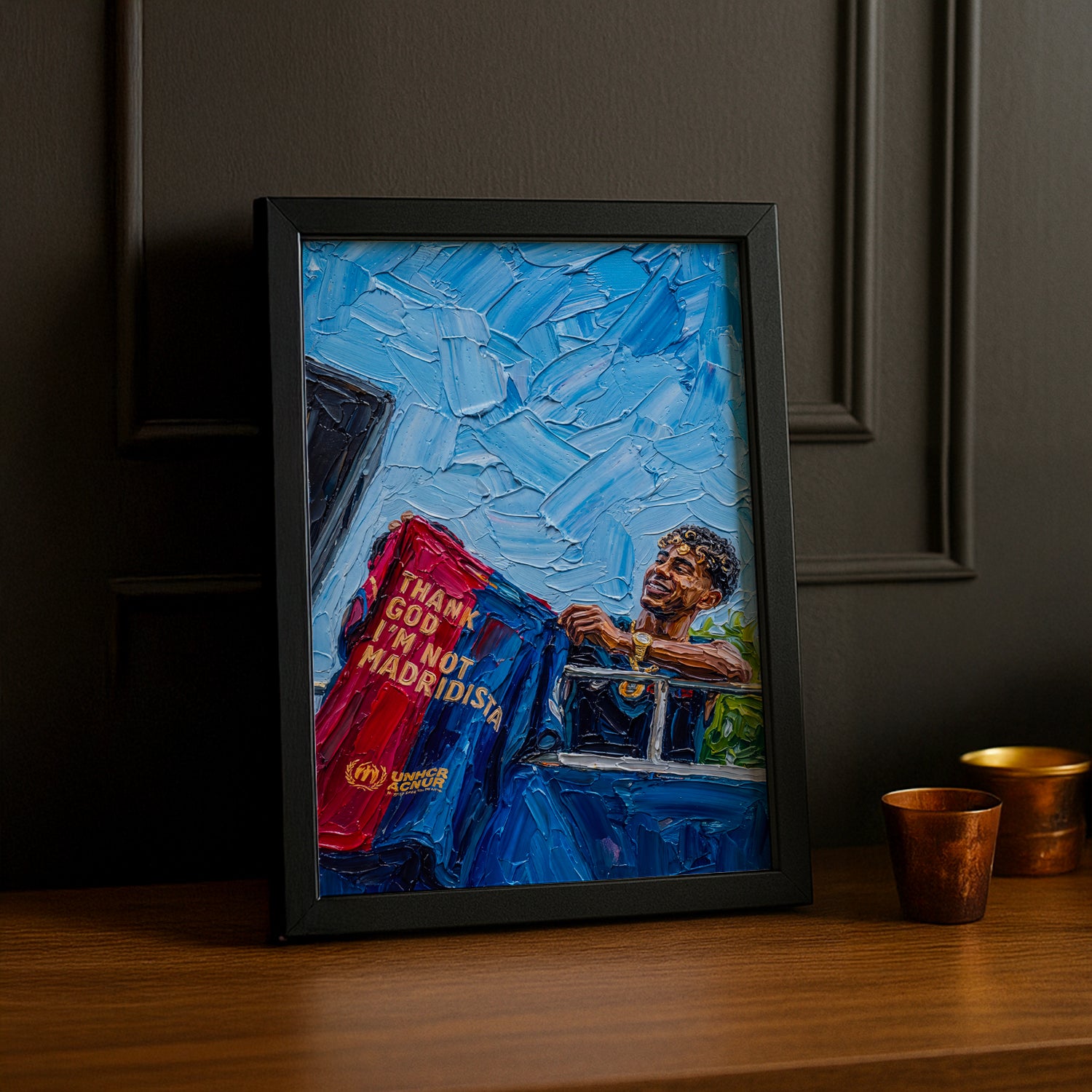 Cadre Photo Lamine Yamal – "Thank God I'm Not Madridista" | Art Peinture à l'Huile TonCadre