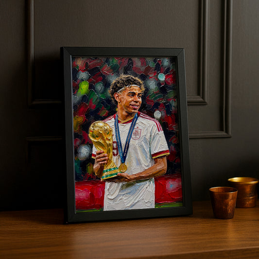Cadre Photo Lamine Yamal Trophée Coupe du Monde – Tableau Peinture TonCadre