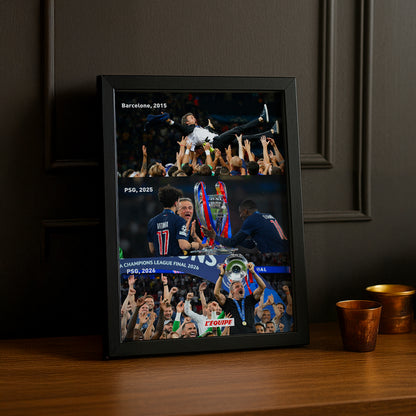 Cadre Photo Luis Enrique – Trilogie Barcelone 2015 / PSG 2025 / PSG 2026 TonCadre