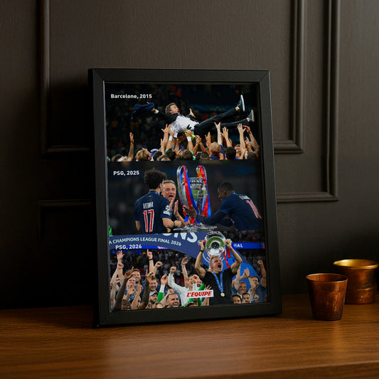 Cadre Photo Luis Enrique – Trilogie Barcelone 2015 / PSG 2025 / PSG 2026 TonCadre