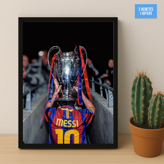 Poster encadrée FC Barcelone - Lionel Messi Champions League