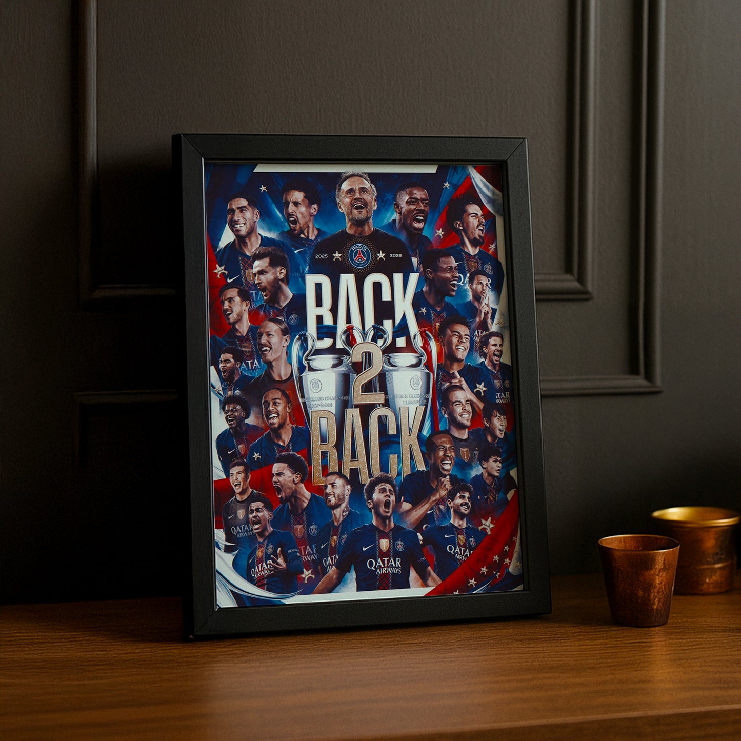 Cadre Photo PSG Back 2 Back – Champions League 2025 & 2026 | Paris Saint-Germain TonCadre