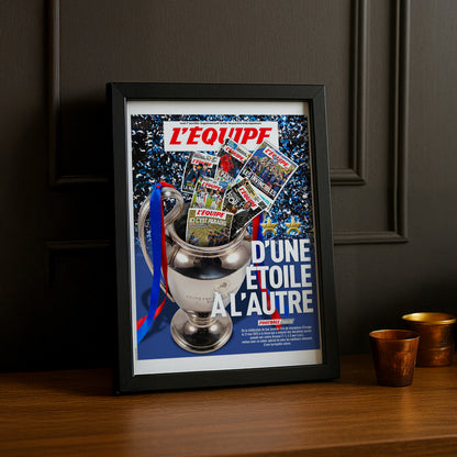Cadre Photo Une L'Équipe – "D'Une Étoile à l'Autre" PSG Back 2 Back Champions League TonCadre