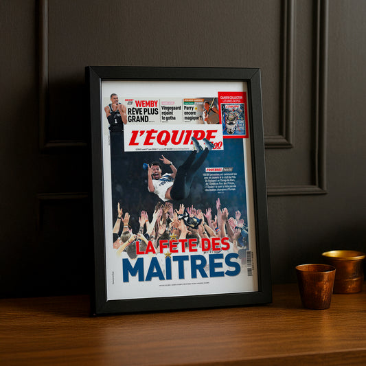 Cadre Photo Une L'Équipe – "La Fête des Maîtres" PSG Luis Enrique Porté en Triomphe 2026 TonCadre