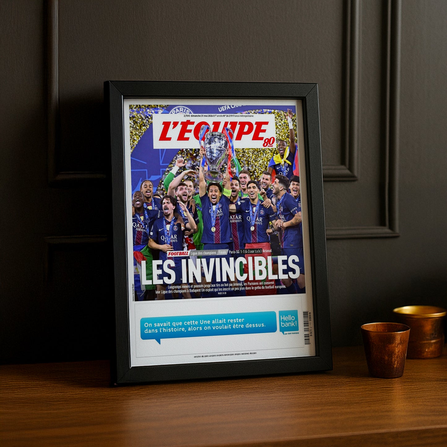 Cadre Photo Une L'Équipe – "Les Invincibles" PSG Champions League 2026 TonCadre