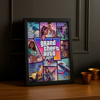 Poster Grand Theft Auto VI – Jacket Cover Encadré TonCadre