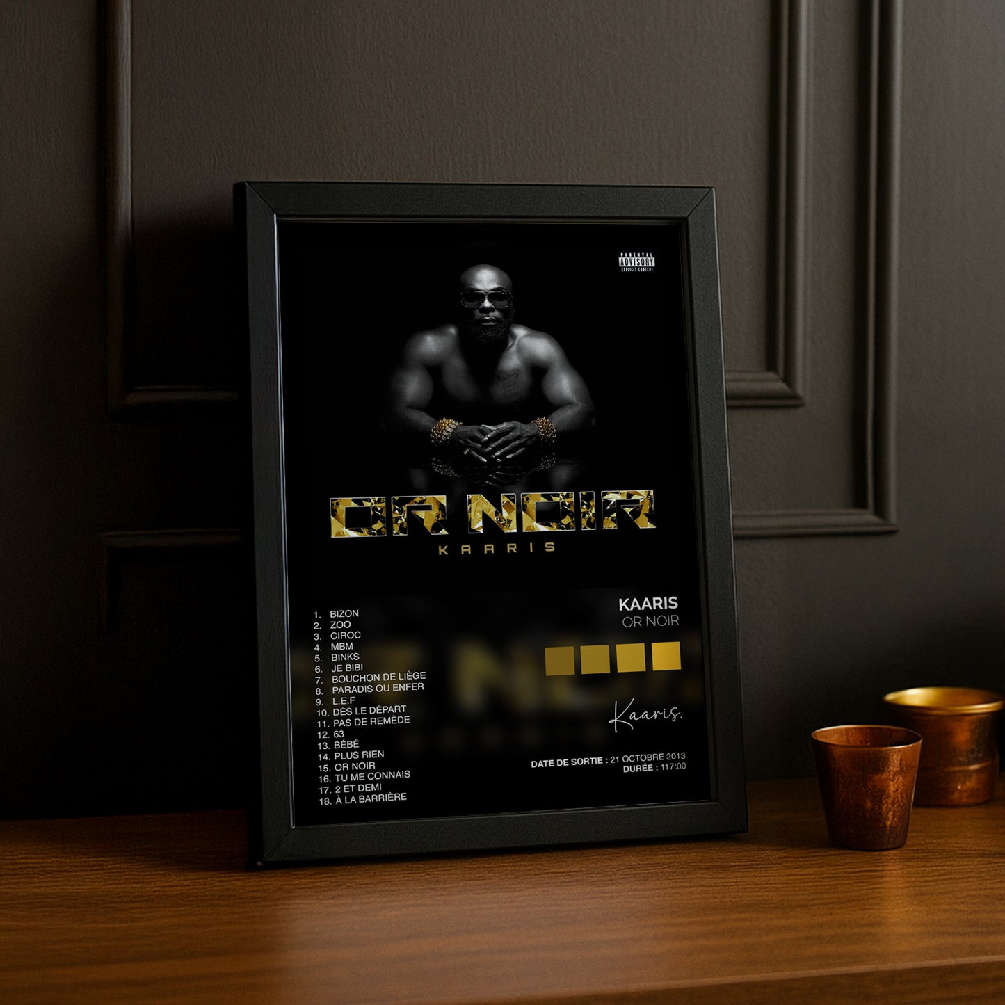 Cadre Photo Kaaris - Or Noir