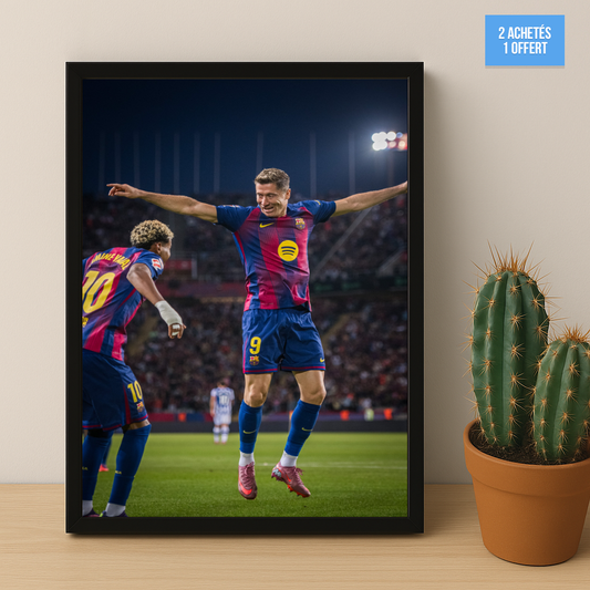 Poster encadrée FC Barcelone - Lewandowski x Yamal