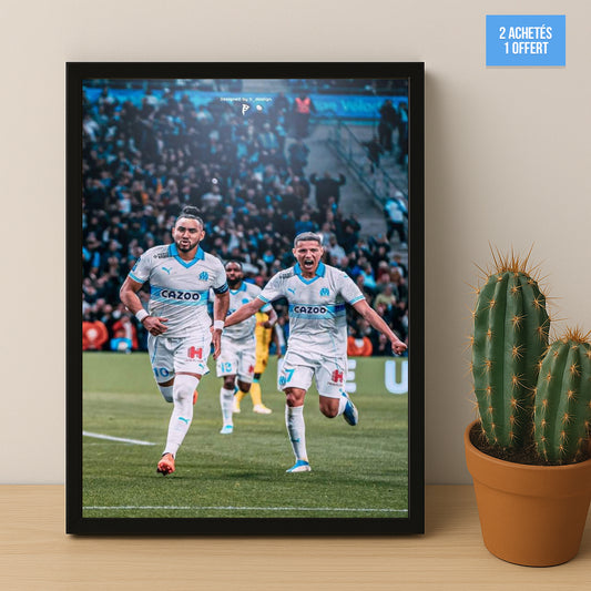 Poster encadrée Olympique de Marseille - Dimitri Payet Célébration