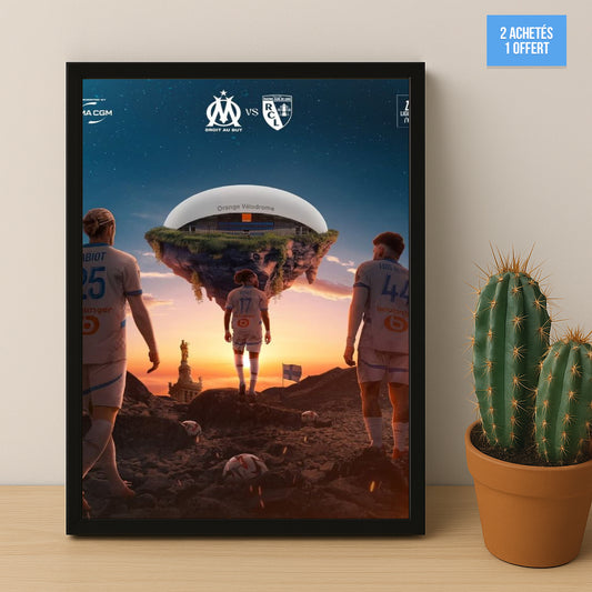 Poster encadrée Olympique de Marseille - Illustration