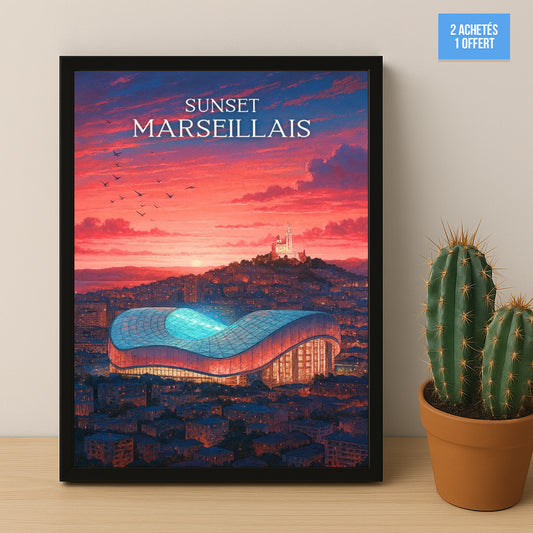 Poster encadrée Olympique de Marseille - Sunset Marseillais