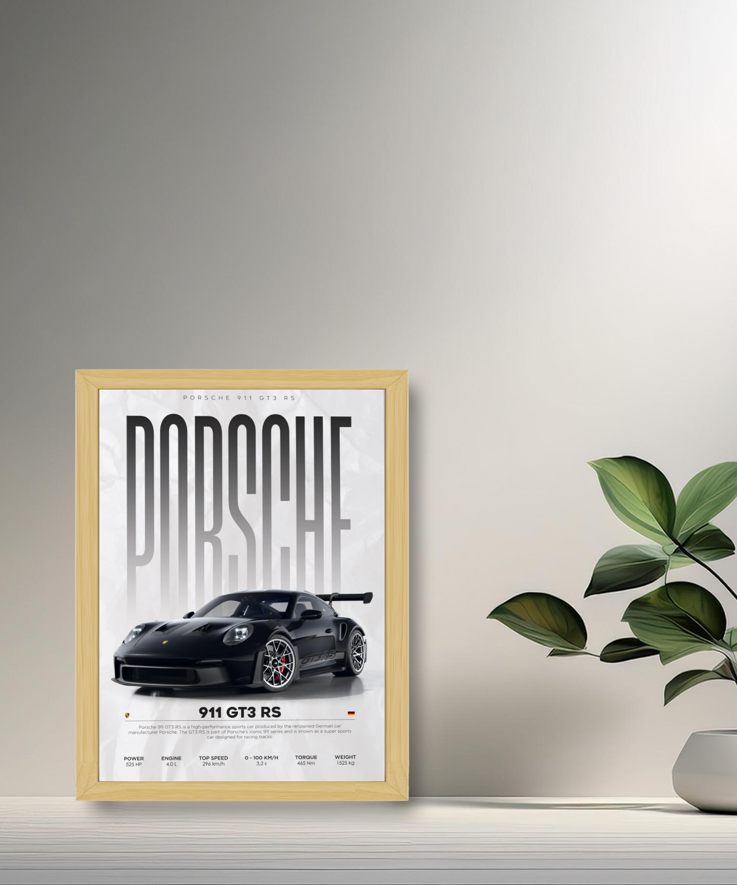 Cadre photo Porsche GT3 RS 911 noir