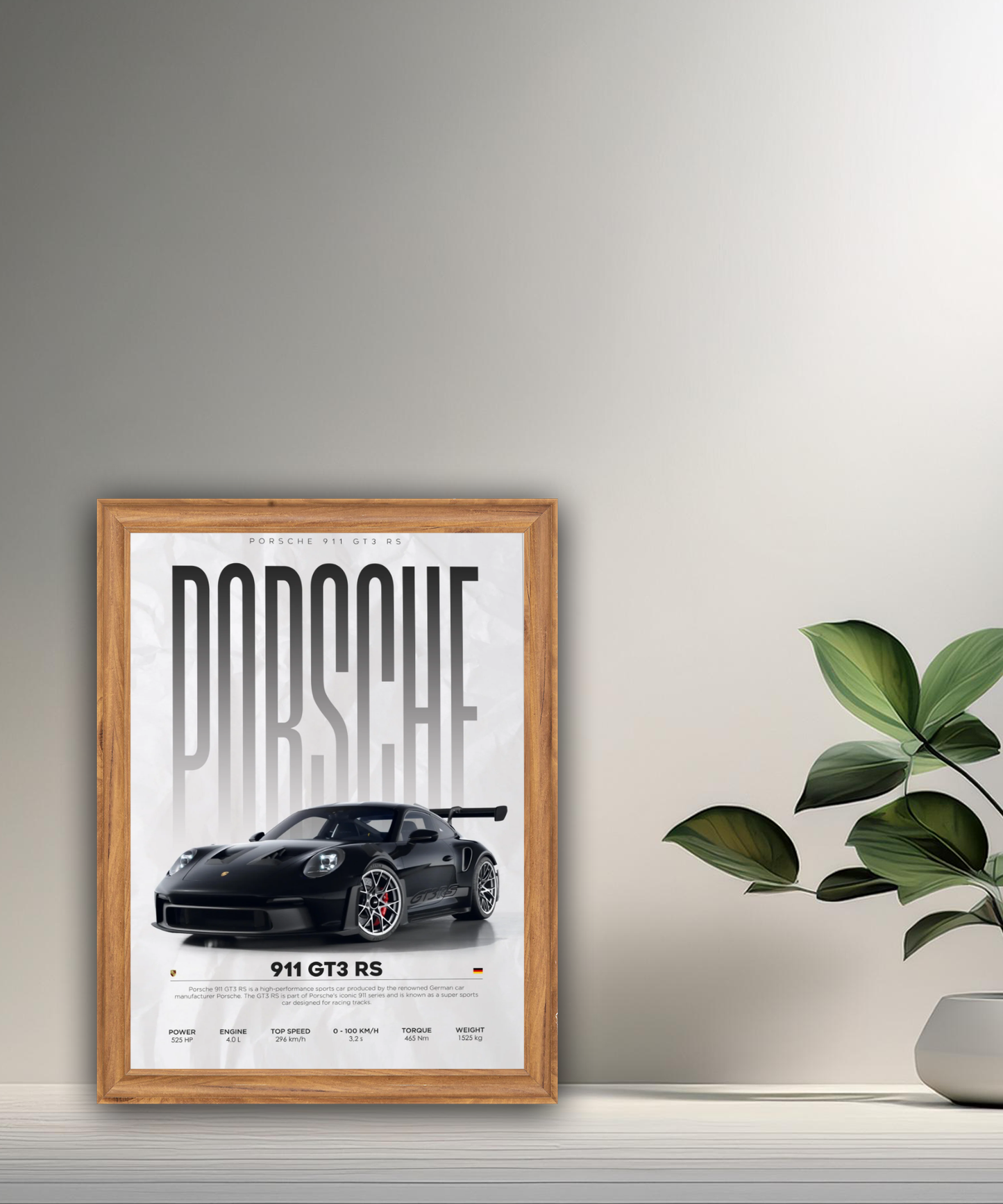 Cadre photo Porsche GT3 RS 911 noir