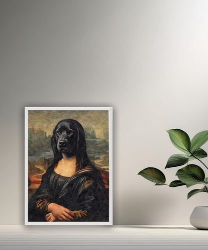 Cadre photo Mona Lisa La Joconde chien noir