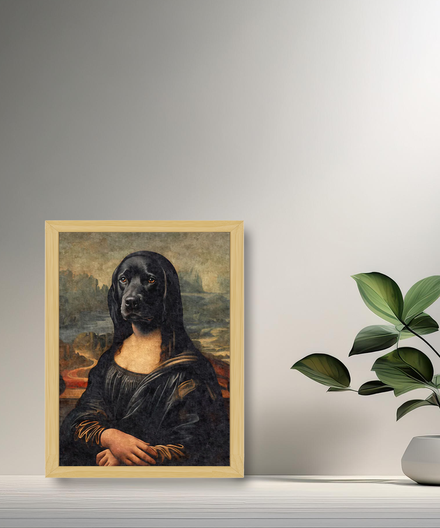 Cadre photo Mona Lisa La Joconde chien noir