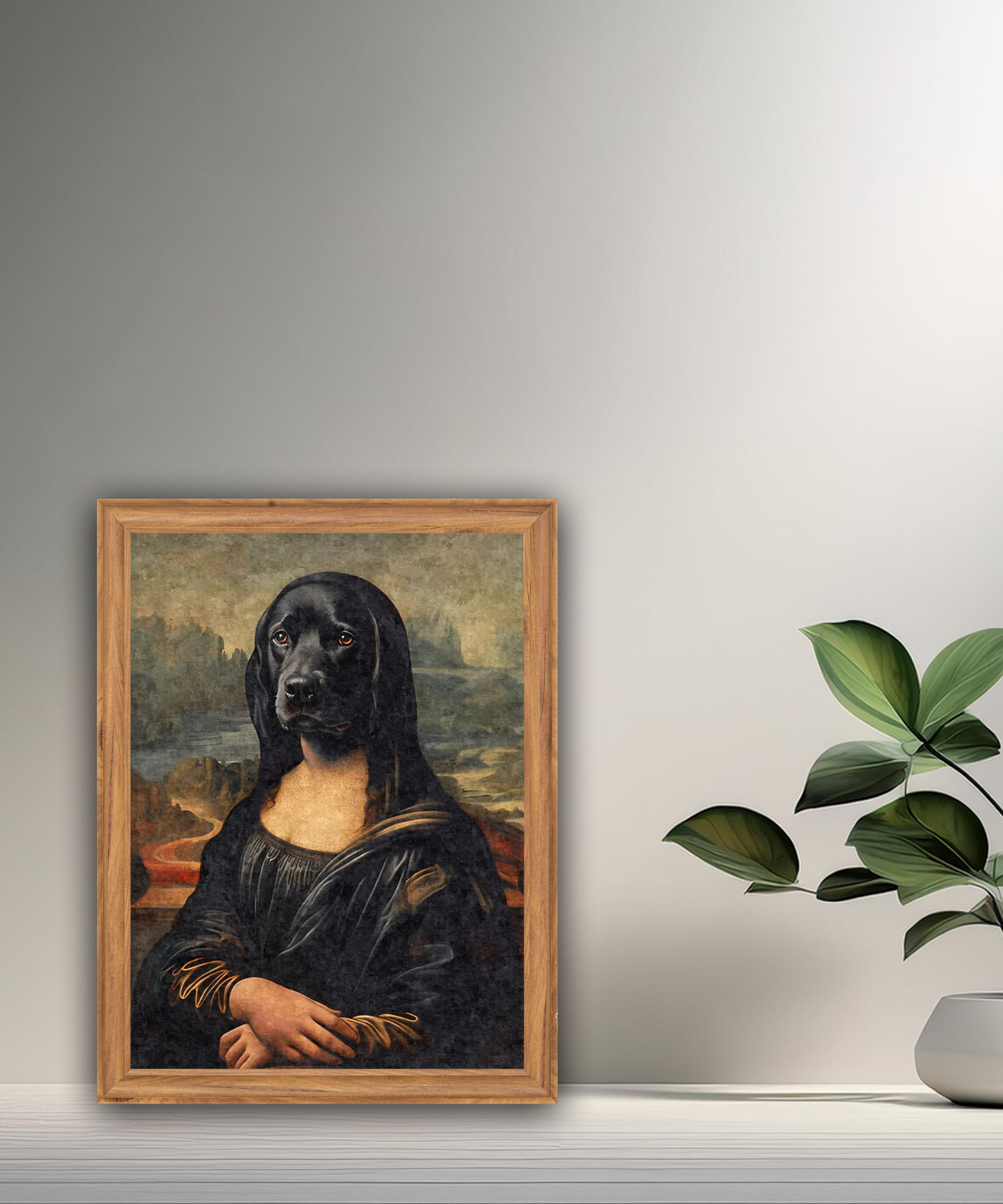 Cadre photo Mona Lisa La Joconde chien noir