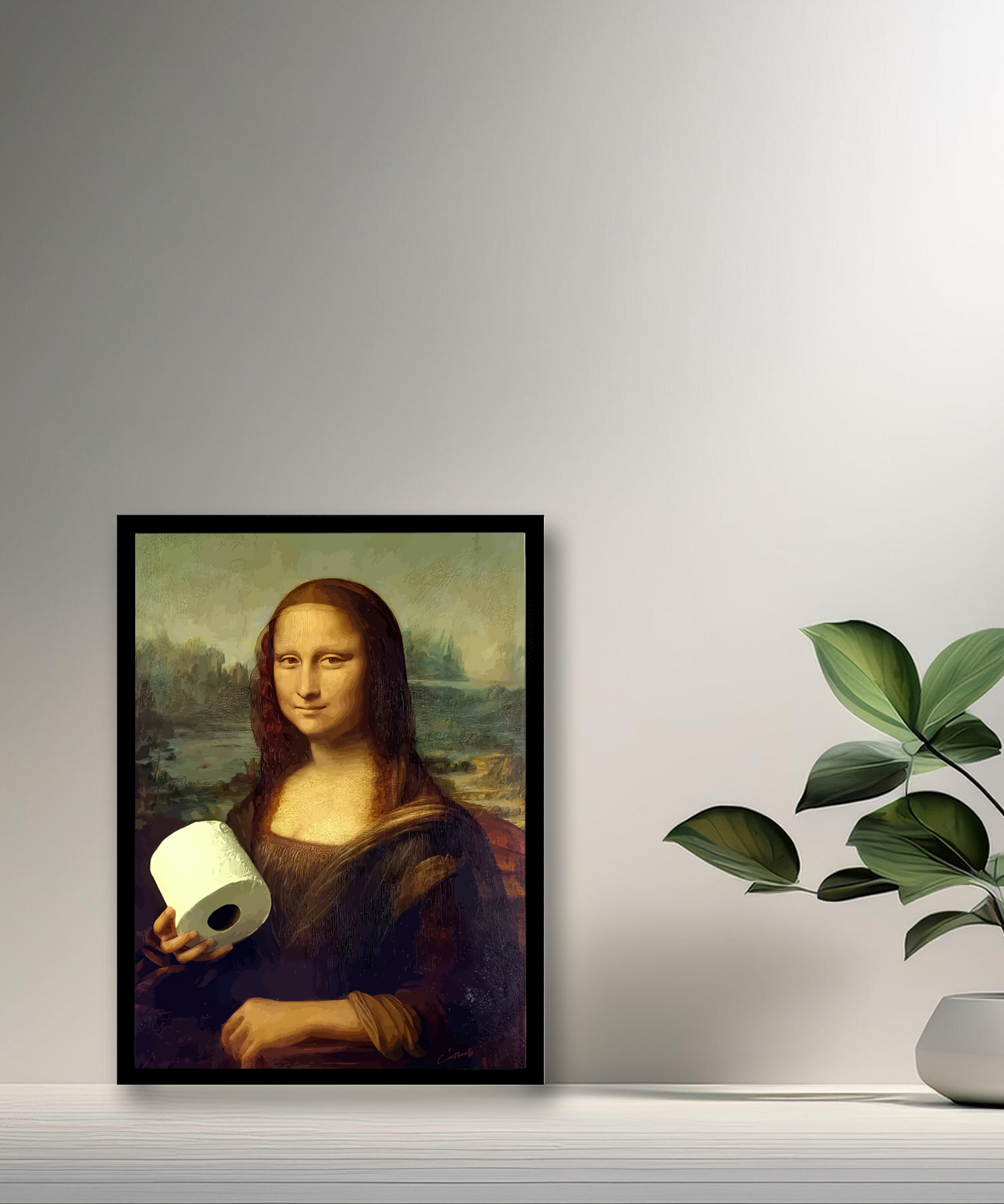 Poster Humoristique Mona Lisa - Format A4 - Papier 300 G/m² - Décoration Toilettes, Salle De Bain - Cadeau Décalé Et Drôle