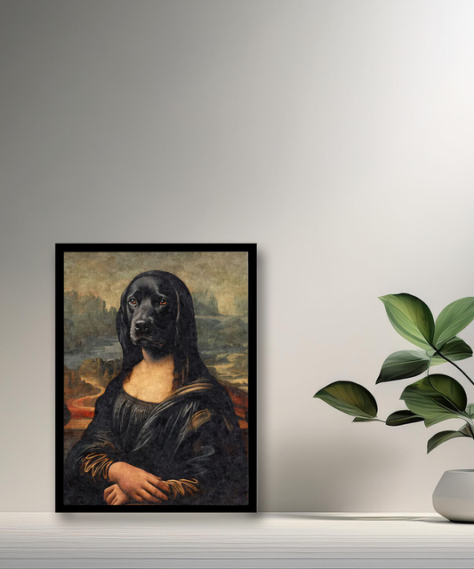 Cadre photo Mona Lisa La Joconde chien noir