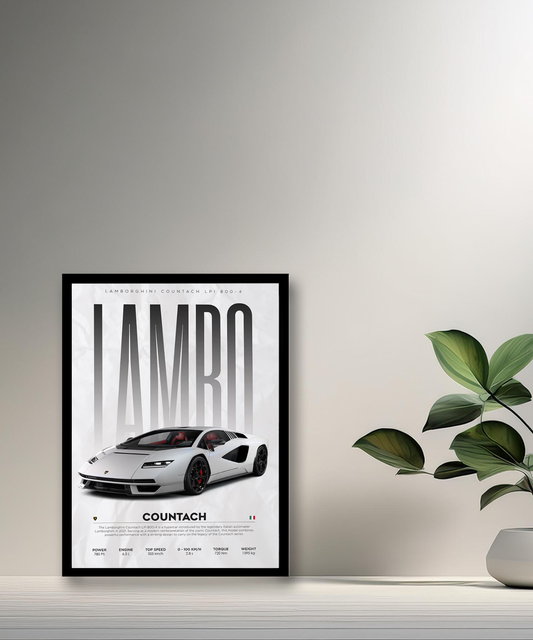 Cadre photo Lamborghini Countach blanc