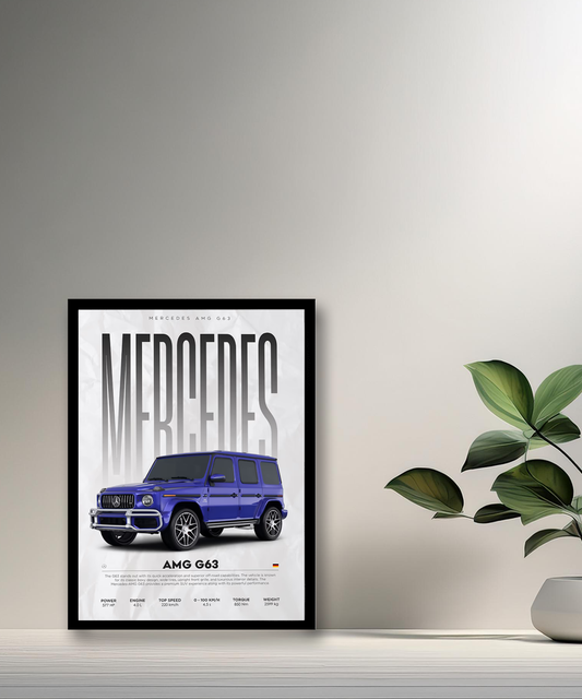 Cadre photo Mercedes AMG 63 bleu