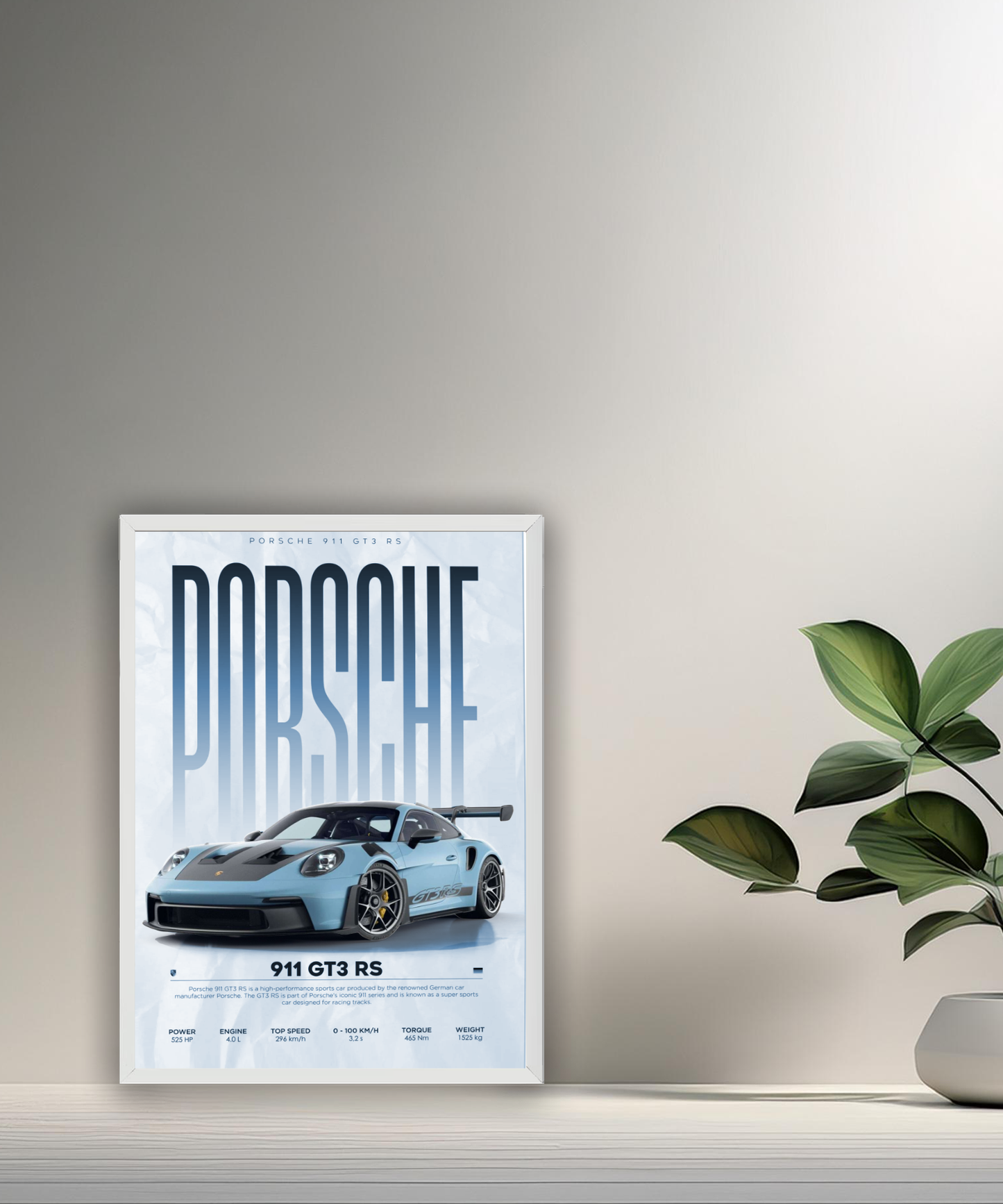 Cadre photo Porsche GT3 RS 911 bleu
