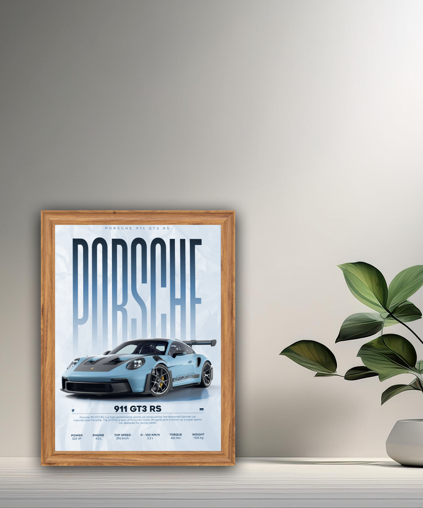 Cadre photo Porsche GT3 RS 911 bleu