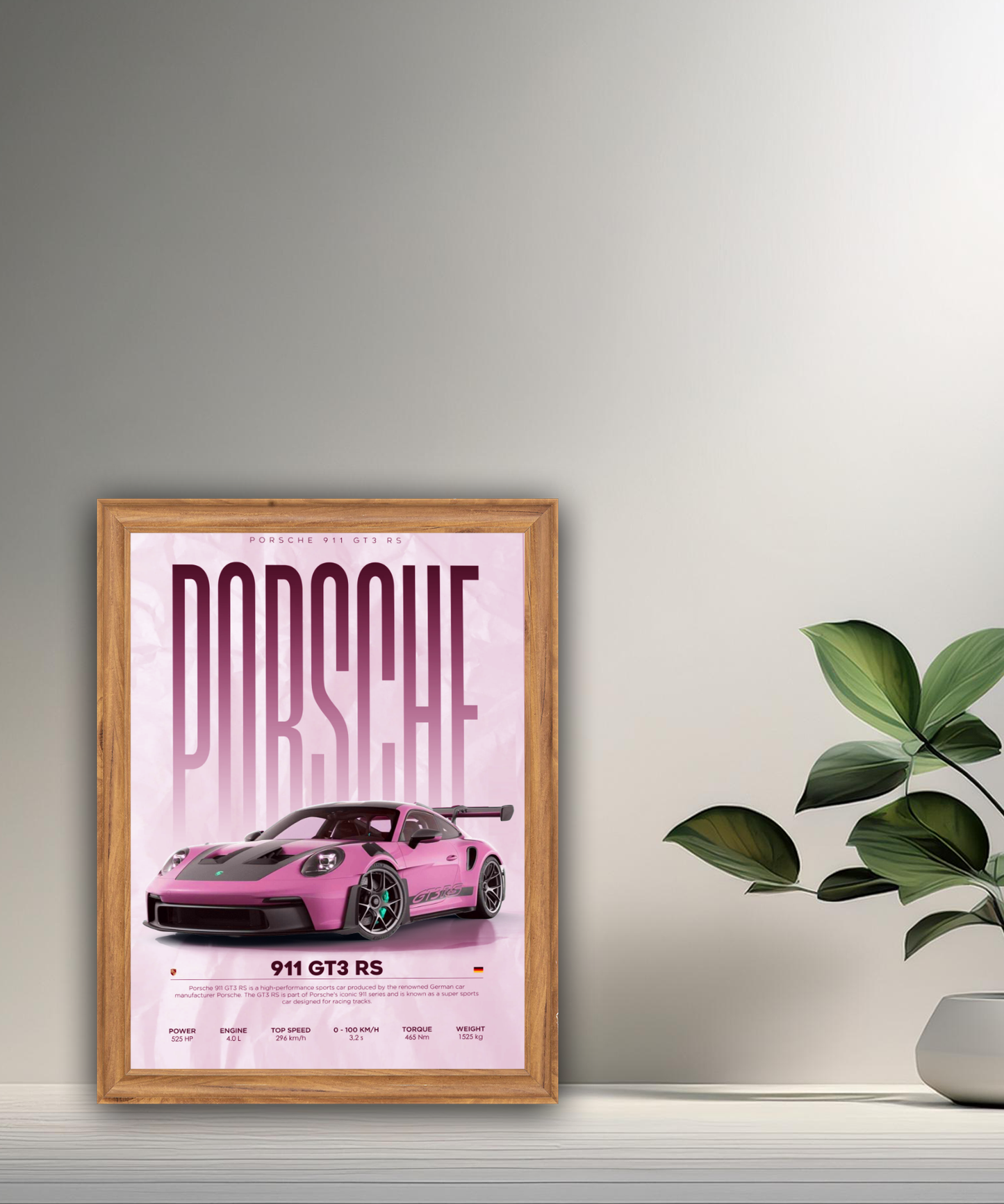 Cadre photo Porsche GT3 RS 911 rose