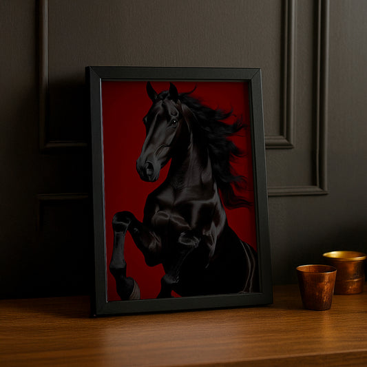 Cadre photo Équitation - Cheval Noir Pure Sang Arabe